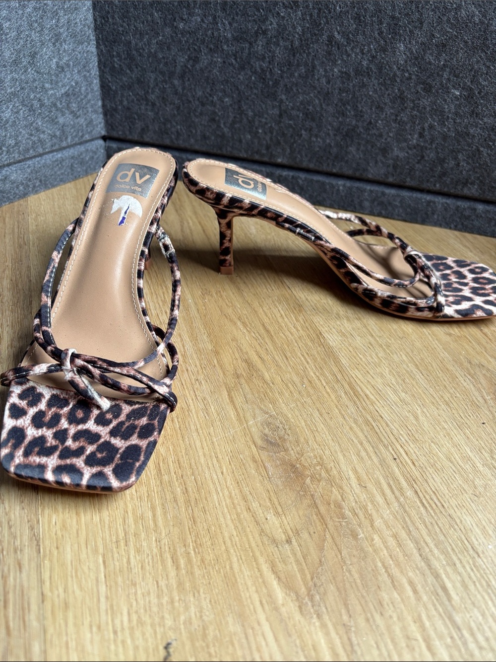 DV by Dolce Vita Leopard-Print Kitten Heel Sandals - Brown/Black
